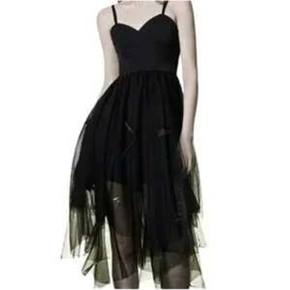Punk Rave Daily Black‎ Tulle Mesh Corset I'm Not Cute Goth Dress Womens XS
